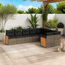 Garden Sofa Set 9 Piece Outdoor Furniture Patio Grey Poly Rattan Modular