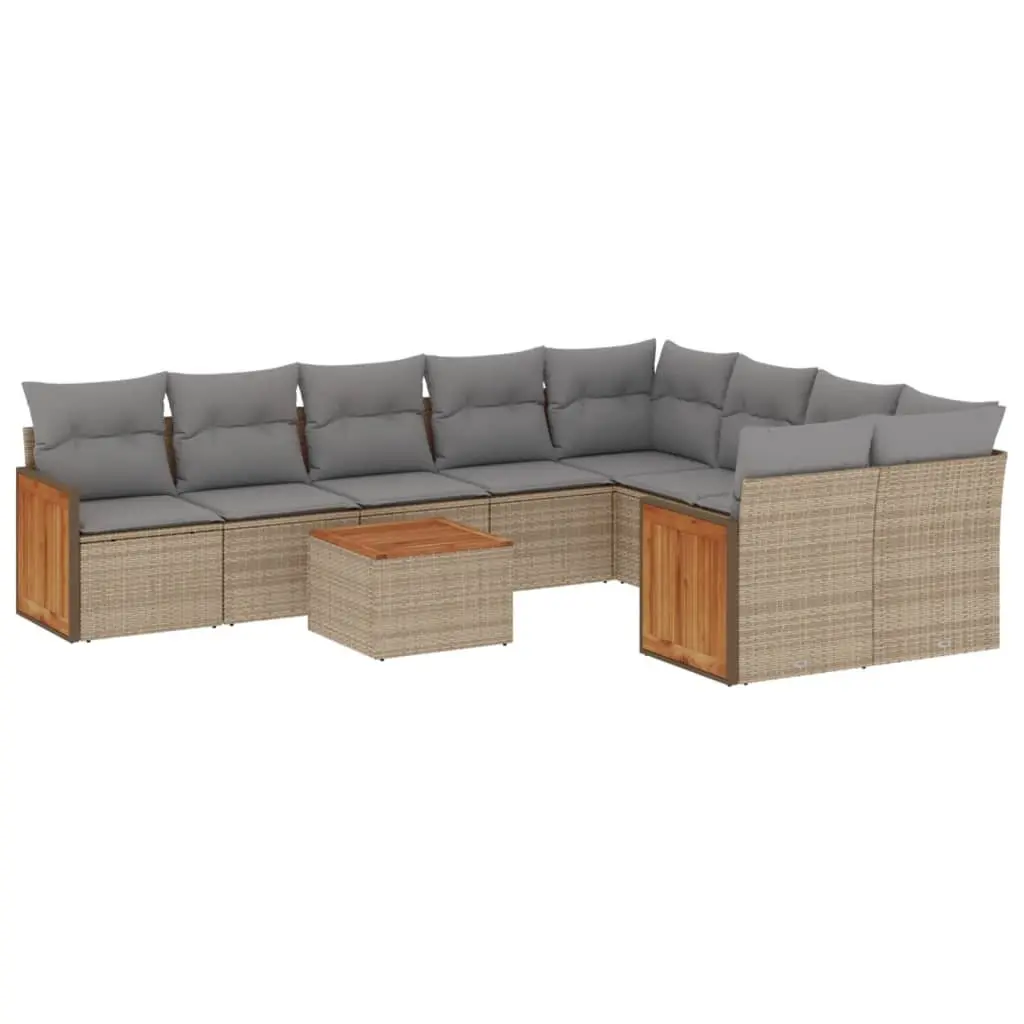 Outdoor Garden Sofa Set 10 Piece Patio Furniture with Storage Cushions Beige