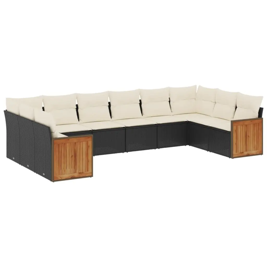 Garden Sofa Set 10 Piece Outdoor Furniture Patio Seating Black with Cushions