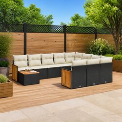 Garden Sofa Set 11 Piece Outdoor Furniture Patio Sectional with Storage Black