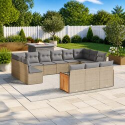 Garden Sofa Set 13 Piece Outdoor Furniture Patio Beige Modular Rattan Seating