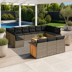 Garden Sofa Set 13 Piece Outdoor Furniture Grey Poly Rattan Modular Patio