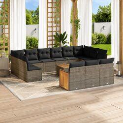 Garden Sofa Set 14 Piece Outdoor Furniture Grey Poly Rattan Patio Lounge