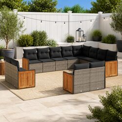 Garden Sofa Set 12 Piece Outdoor Furniture Grey Poly Rattan Modular Patio Lounge