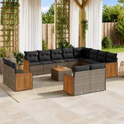 Garden Sofa Set 13 Piece Outdoor Furniture Grey Poly Rattan Patio Modular