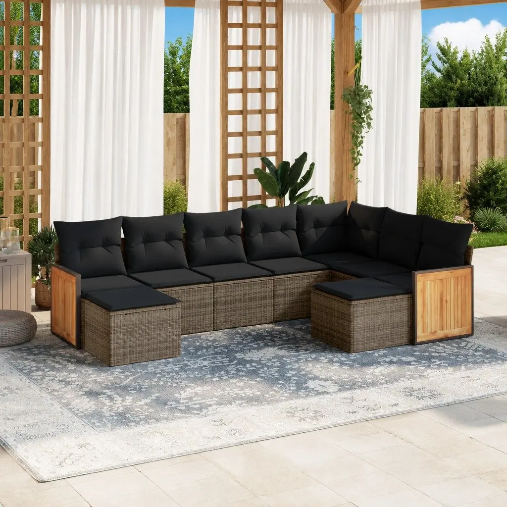 Garden Sofa Set 9 Piece Outdoor Furniture Patio Lounge Modular Grey Rattan