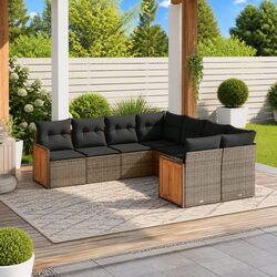Garden Sofa Set 8 Piece Outdoor Furniture Patio Lounge Grey Poly Rattan Modular