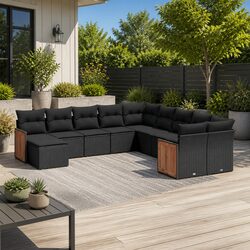 Garden Sofa Set 11 Piece Outdoor Furniture Patio Modular Seating Black