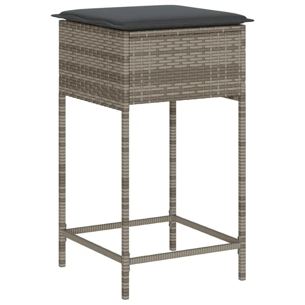 Garden Bar Set 5 Piece Outdoor Furniture with Cushions Grey Patio Seating