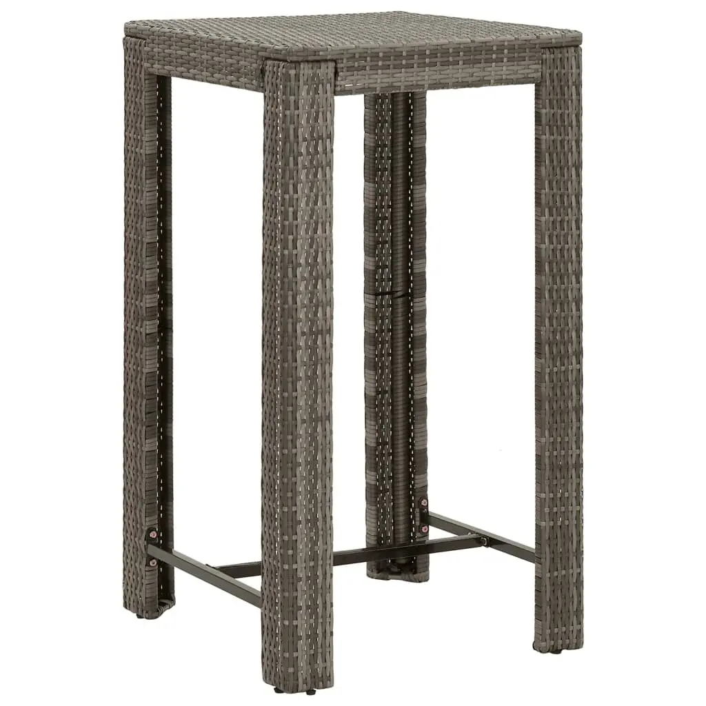 Garden Bar Set 3 Piece Outdoor Furniture Patio Grey Poly Rattan with Cushions