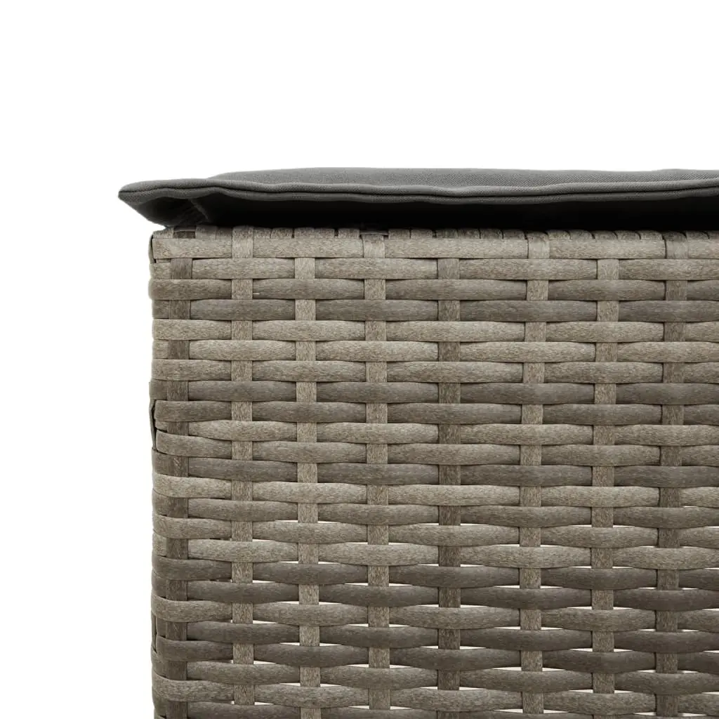 Garden Bar Set 3 Piece Outdoor Furniture Patio Grey Poly Rattan with Cushions
