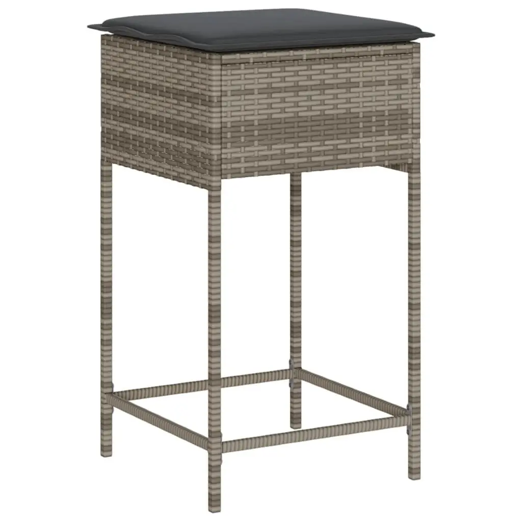 Garden Bar Set 5 Piece Outdoor Furniture Grey Poly Rattan with Cushions