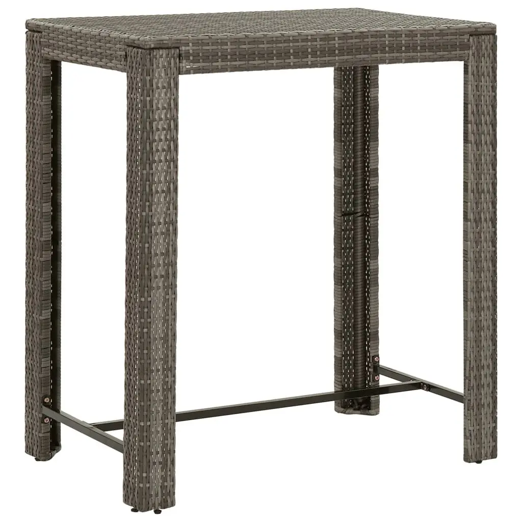 Garden Bar Set 5 Piece Outdoor Furniture Grey Poly Rattan with Cushions