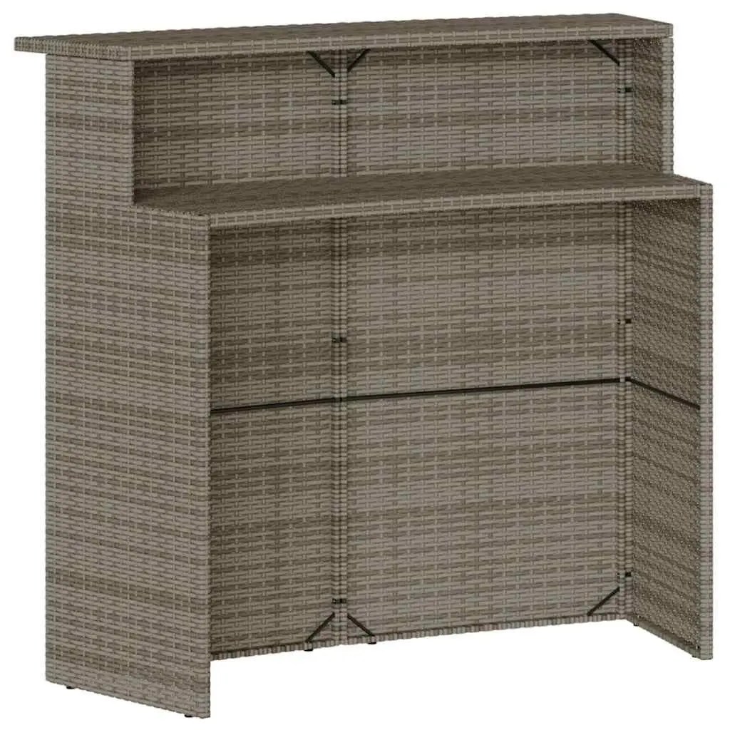 Garden Bar Set 3 Piece Outdoor Furniture with Cushions Grey PE Rattan