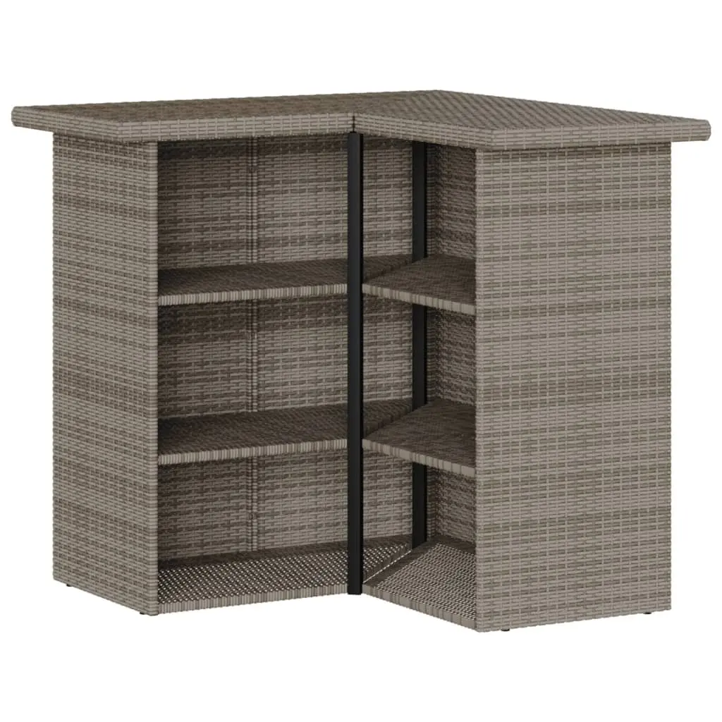 5 Piece Garden Bar Set Outdoor Patio Furniture Grey Rattan with Cushions