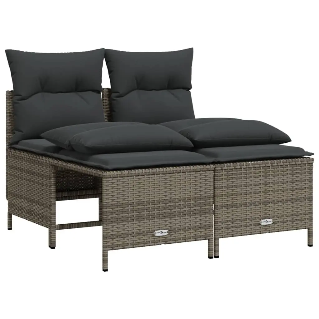 5 Piece Garden Sofa Set with Cushions Grey Outdoor Patio Furniture Rattan