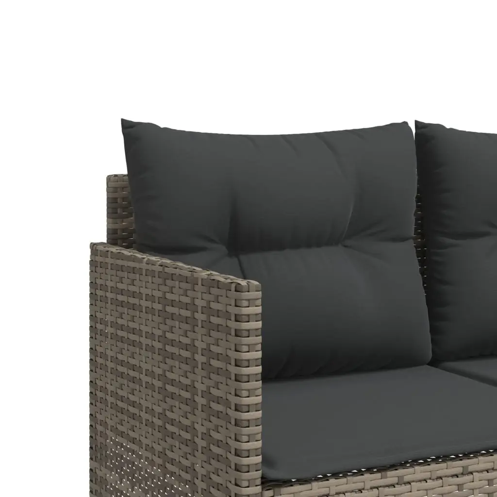 5 Piece Garden Sofa Set with Cushions Grey Outdoor Patio Furniture Rattan
