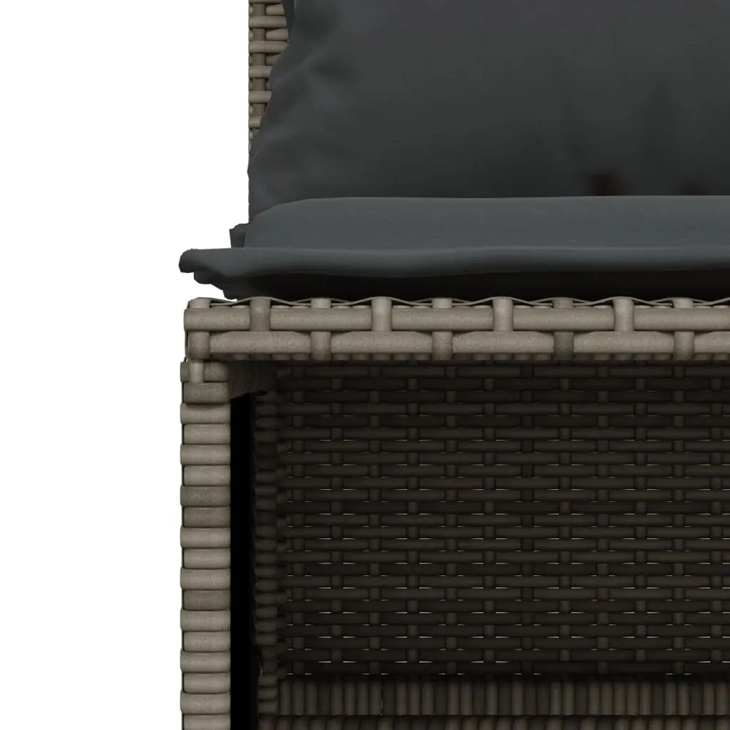 5 Piece Outdoor Garden Sofa Set Grey Poly Rattan Patio Furniture with Cushions
