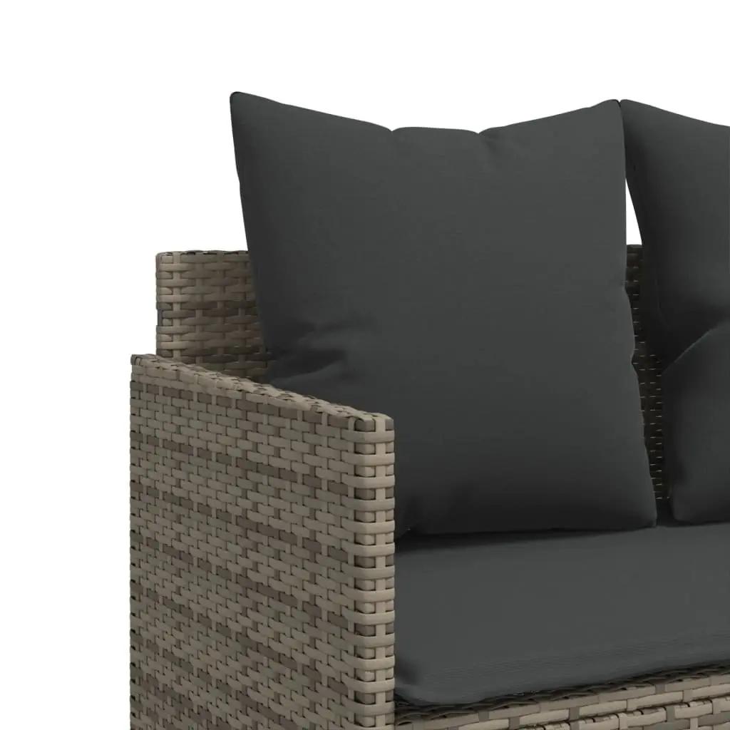 5 Piece Outdoor Garden Sofa Set Grey Poly Rattan Patio Furniture with Cushions