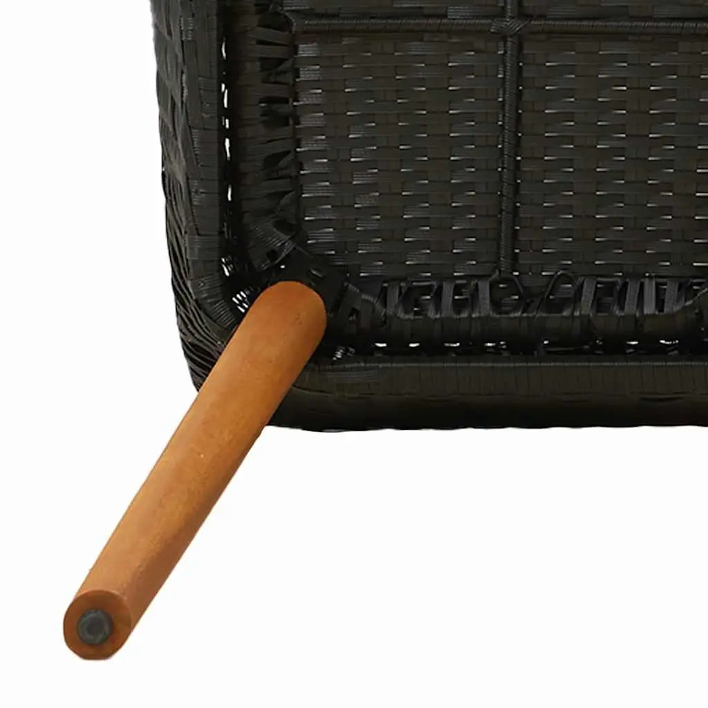Garden Dining Set 3 Pieces Black Poly Rattan Chairs Table Outdoor