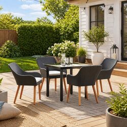 Garden Dining Set 5 Piece Outdoor Patio Furniture Table Chairs with Cushions