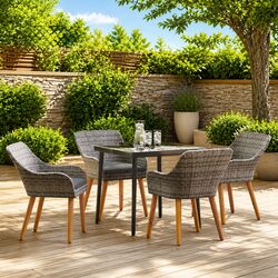 Garden Dining Set 5 Piece Outdoor Furniture Patio Table Chairs with Cushions