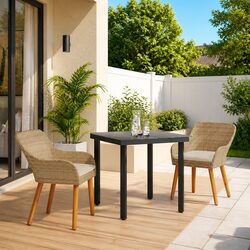Outdoor Dining Set 3 Piece Garden Furniture Patio Table Chairs Cushion Beige
