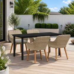 Outdoor Dining Set 5 Piece Garden Furniture Patio Table Chairs with Cushions