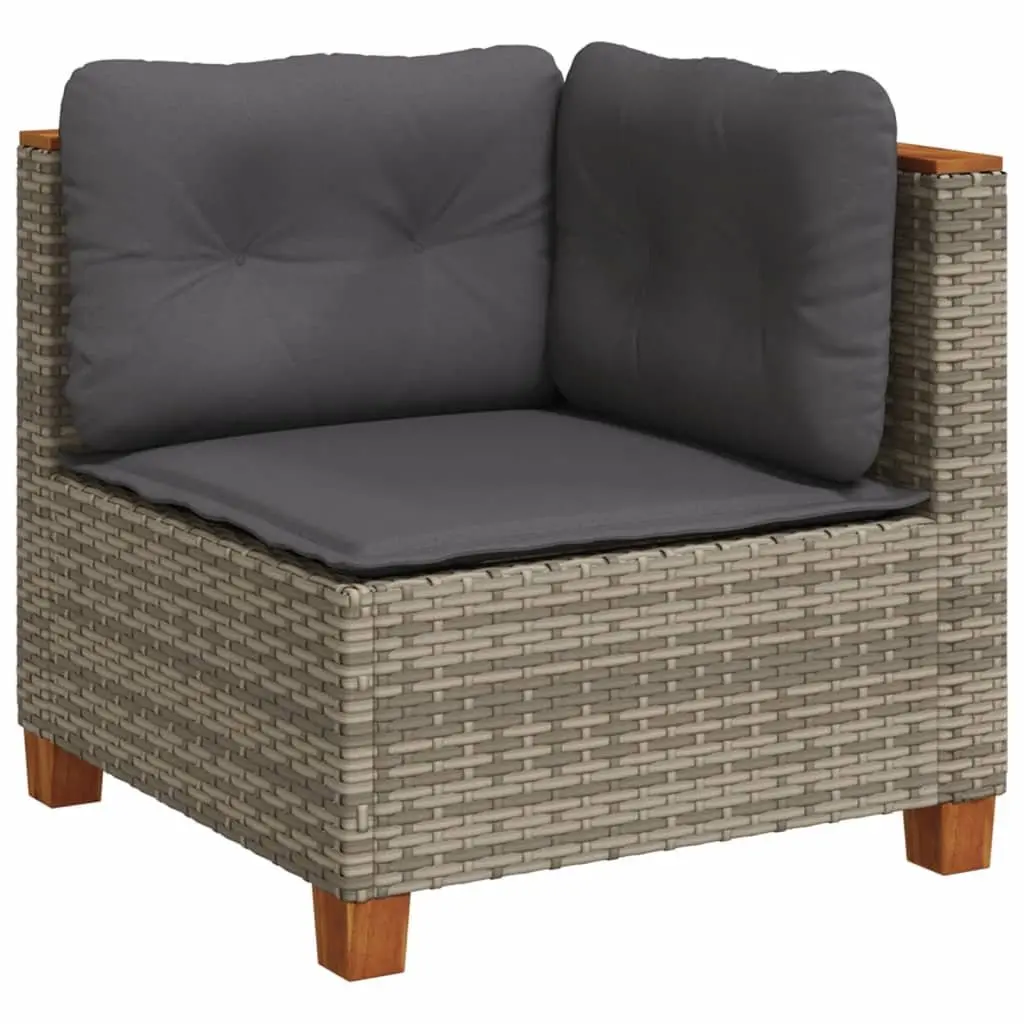 5 Piece Garden Sofa Set with Cushions Grey Outdoor Furniture Patio Rattan