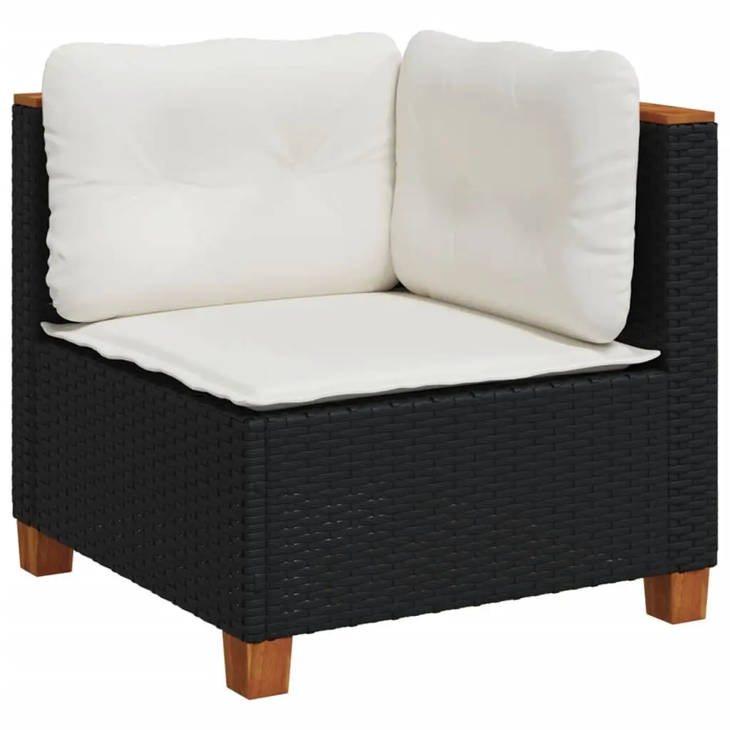 6 Piece Outdoor Garden Sofa Set Black Poly Rattan Patio Furniture with Cushions