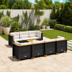 Garden Sofa Set 8 Piece Outdoor Furniture Patio Seating Black with Cushions