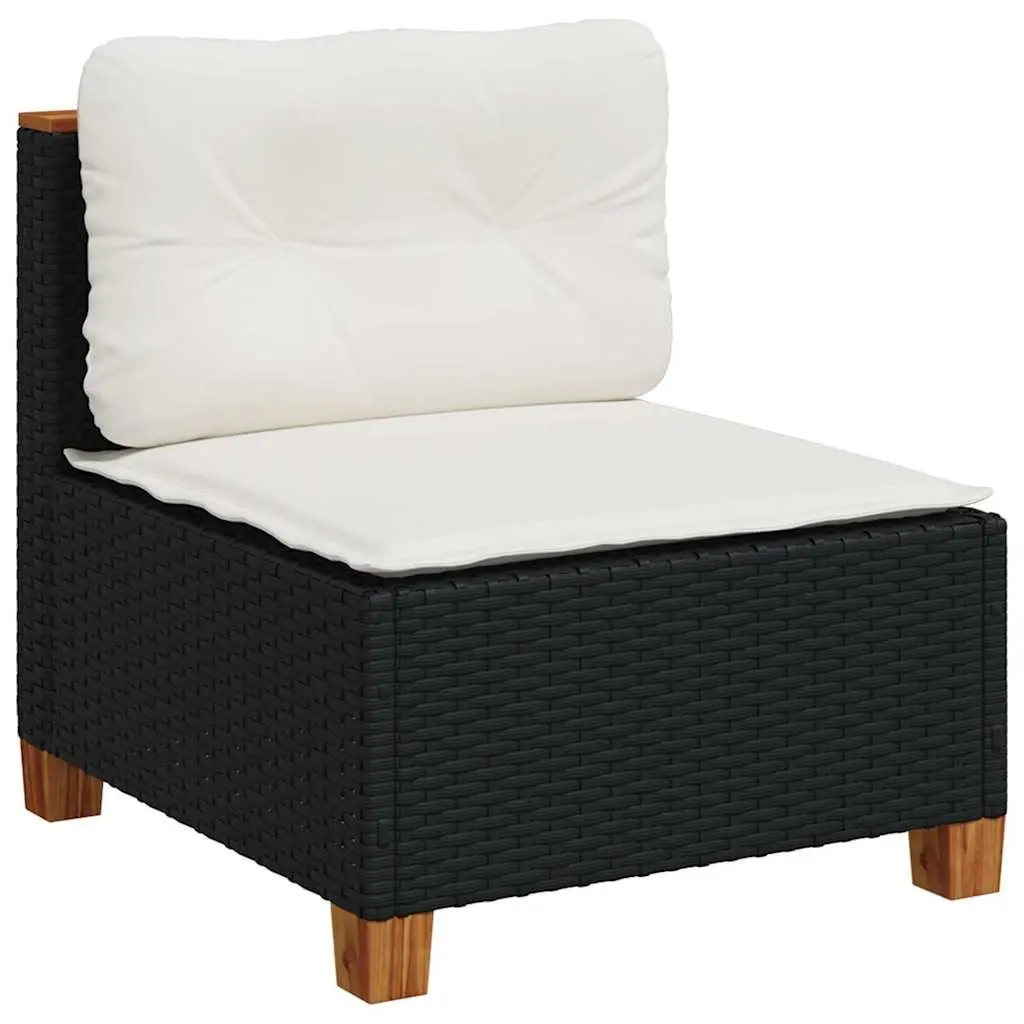 5 Piece Outdoor Garden Sofa Set Black Poly Rattan with Cushions Patio Furniture