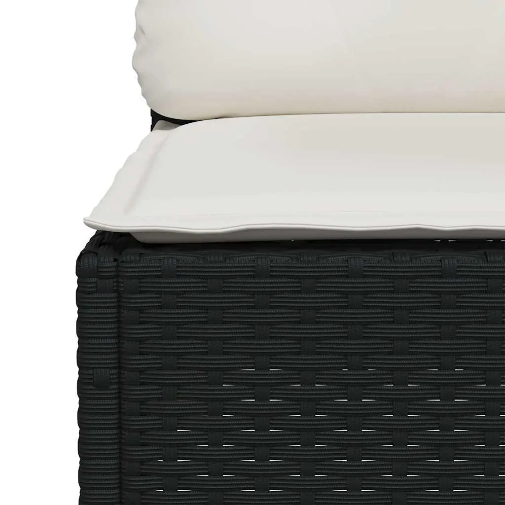 5 Piece Outdoor Garden Sofa Set Black Poly Rattan with Cushions Patio Furniture