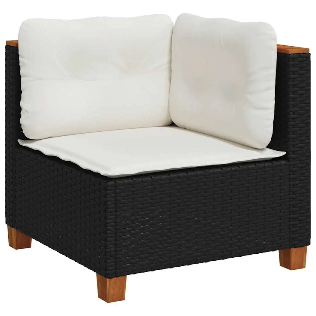 4 Piece Garden Sofa Set Outdoor Patio Furniture Black PE Rattan with Cushions