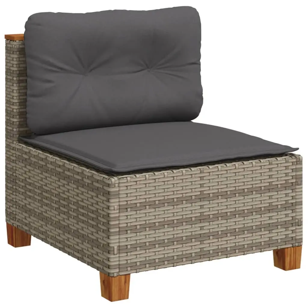 4 Piece Outdoor Garden Sofa Set Grey Poly Rattan Patio Furniture with Cushions