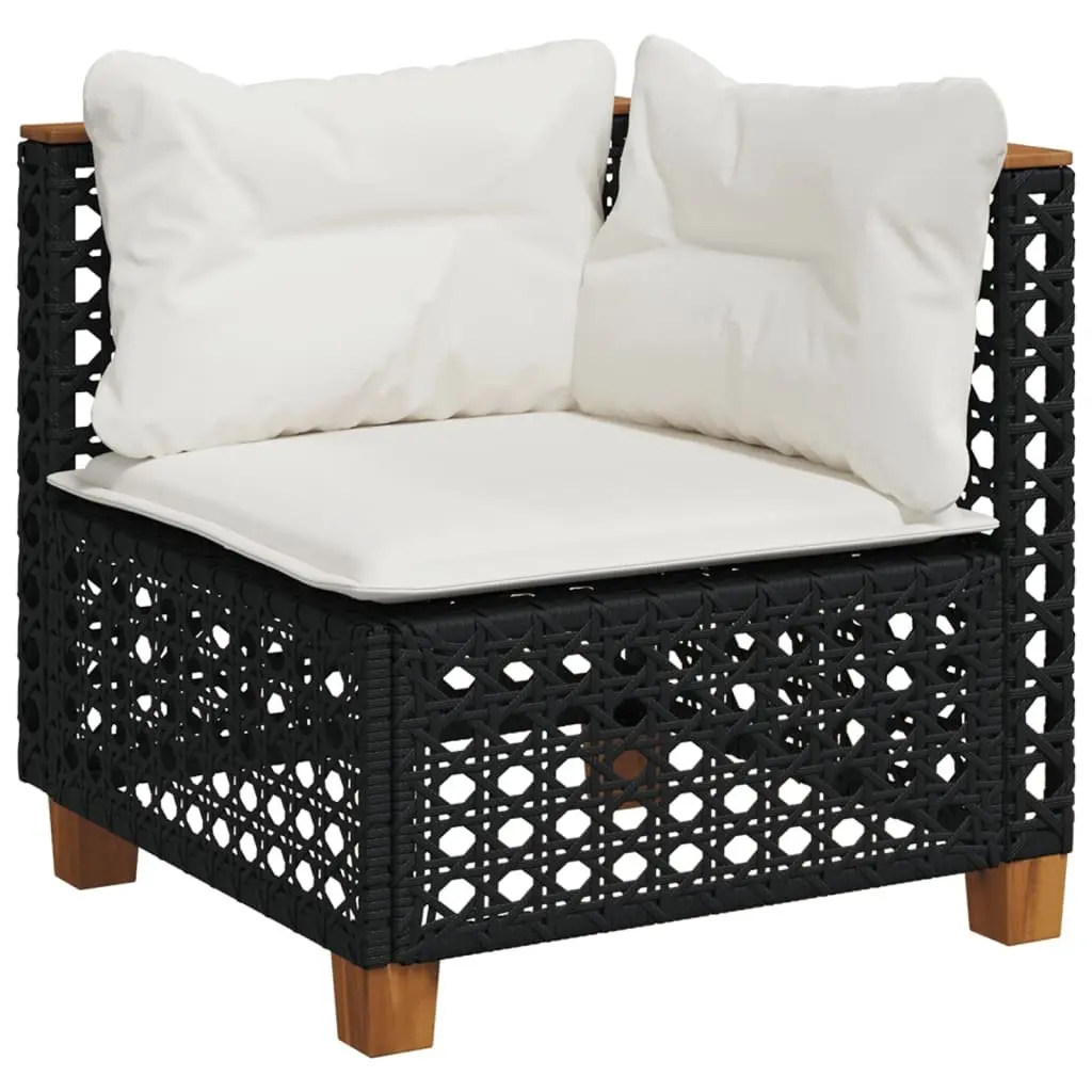 5 Piece Garden Sofa Set Outdoor Furniture Black Poly Rattan Cushions Patio