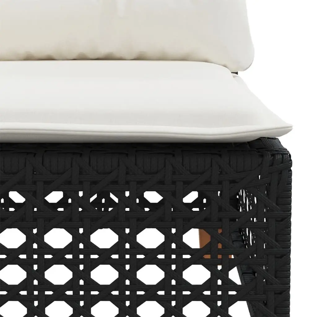 5 Piece Garden Sofa Set Outdoor Furniture Black Poly Rattan Cushions Patio
