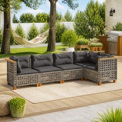 Garden Sofa Set 5 Piece Outdoor Furniture Patio Lounge Grey Cushions Modular