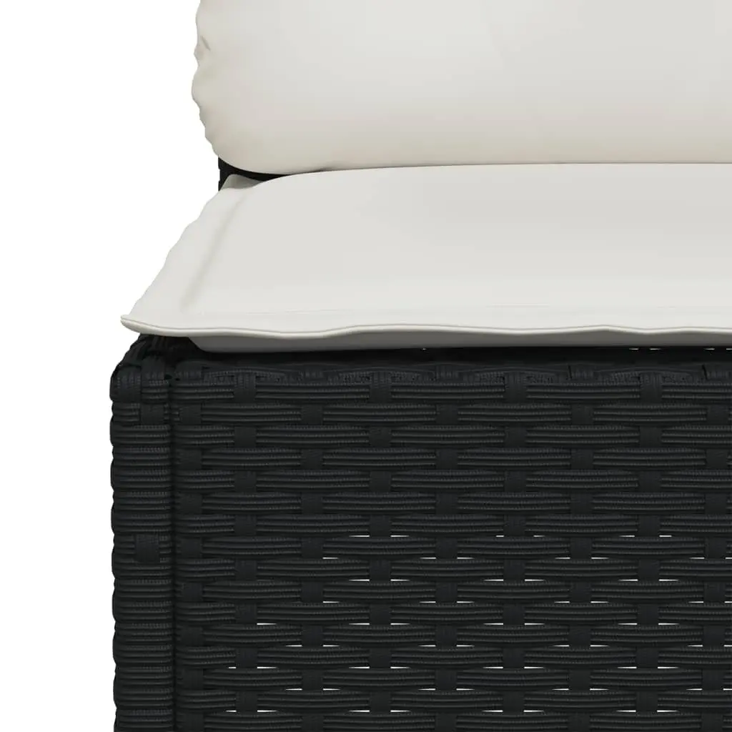 6 Piece Outdoor Garden Sofa Set with Cushions Black Poly Rattan Furniture