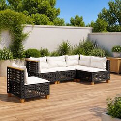 Garden Sofa Set 5 Piece Outdoor Furniture Patio Lounge Rattan Seating Black