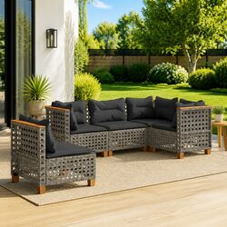 Garden Sofa Set 5 Piece Outdoor Furniture Patio Lounge Modular Grey Cushions