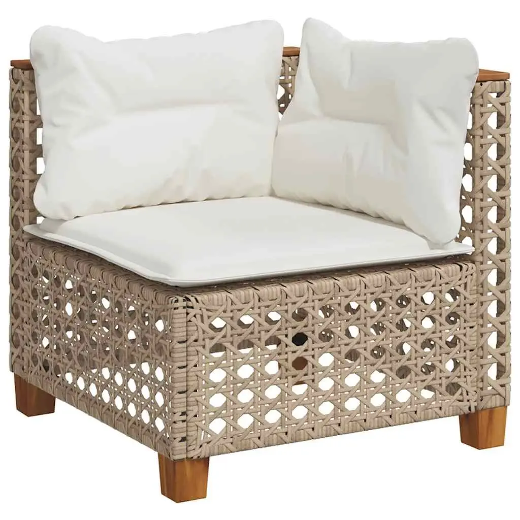 Garden Sofa Set 5 Piece PE Rattan Outdoor Furniture with Cushions Beige