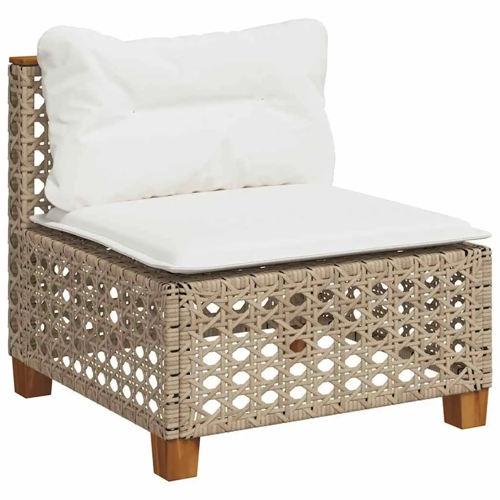 Garden Sofa Set 5 Piece PE Rattan Outdoor Furniture with Cushions Beige