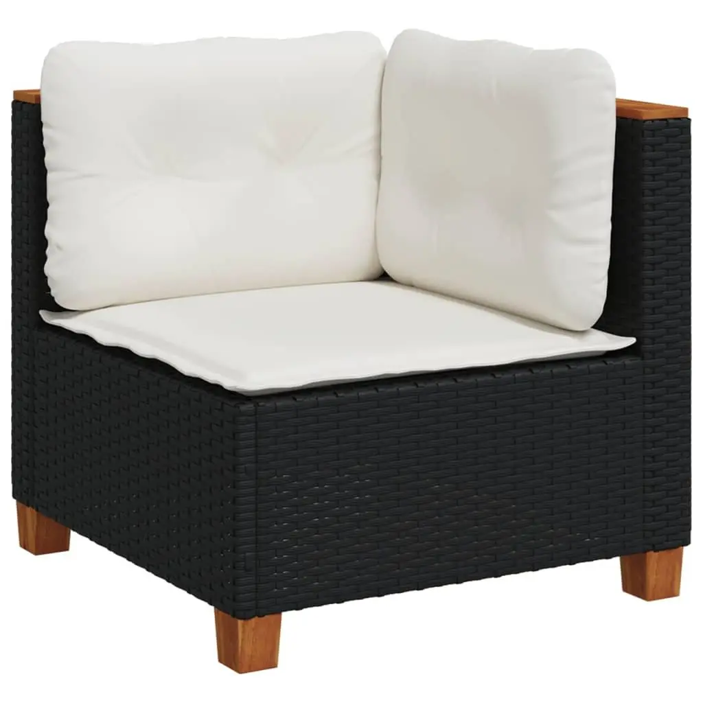 6 Piece Outdoor Garden Sofa Set Patio Furniture Black Poly Rattan with Cushions