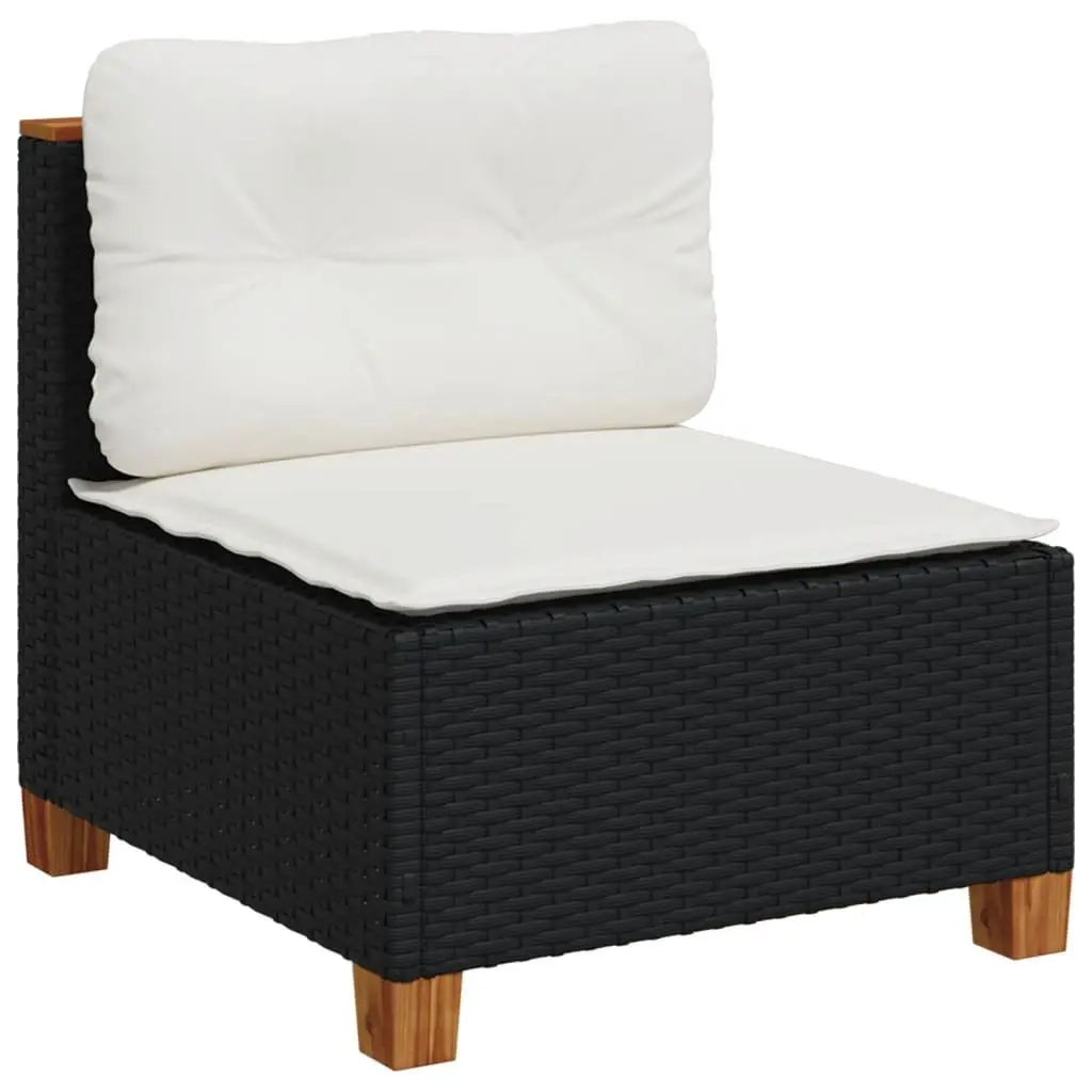 6 Piece Outdoor Garden Sofa Set Patio Furniture Black Poly Rattan with Cushions