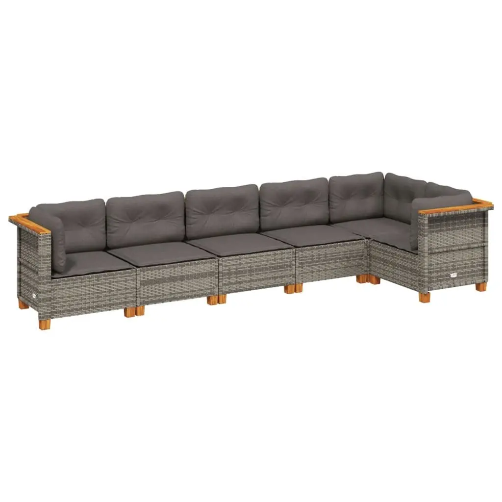 6 Piece Garden Sofa Set Outdoor Furniture Patio Seating Grey with Cushions