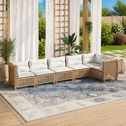 Outdoor Garden Sofa Set 6 Piece Patio Furniture Modular Beige with Cushions