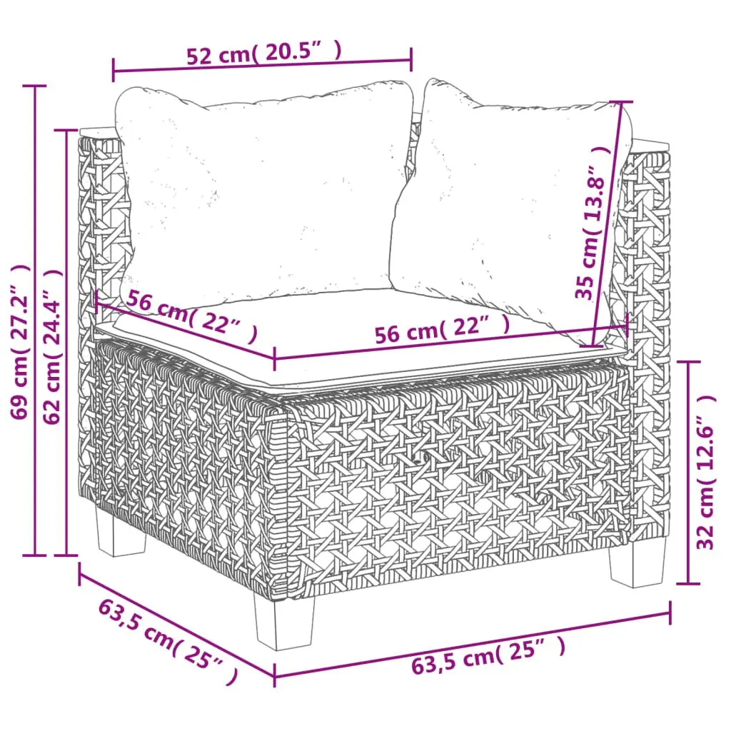 6 Piece Garden Sofa Set Outdoor Furniture Patio Lounge Chair Cushions Grey
