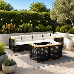 7 Piece Garden Sofa Set Outdoor Patio Furniture with Cushions Black