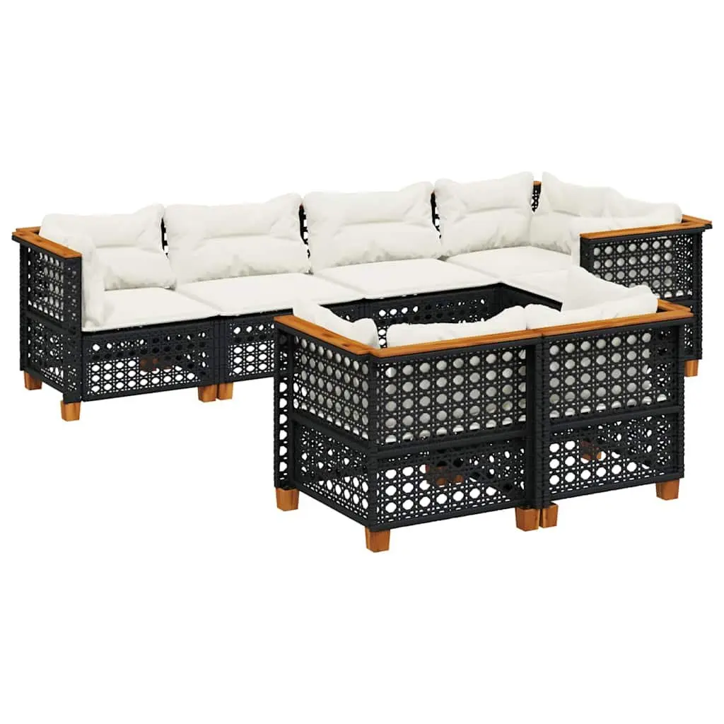 7 Piece Garden Sofa Set Outdoor Patio Furniture with Cushions Black